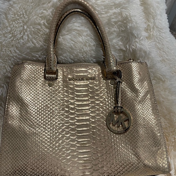 Michael Kors Gold Satchel with Signature Charm - Picture 3 of 12
